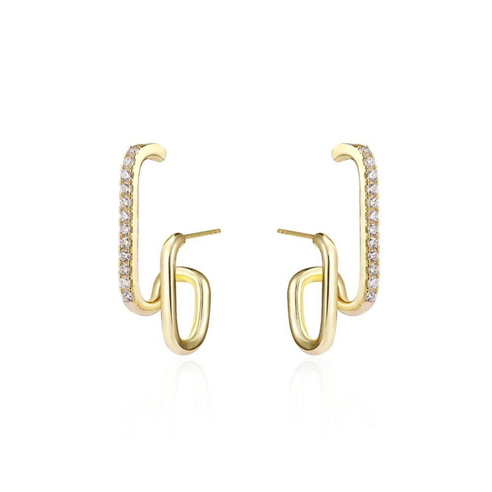 Curved Bar Crystal Earrings